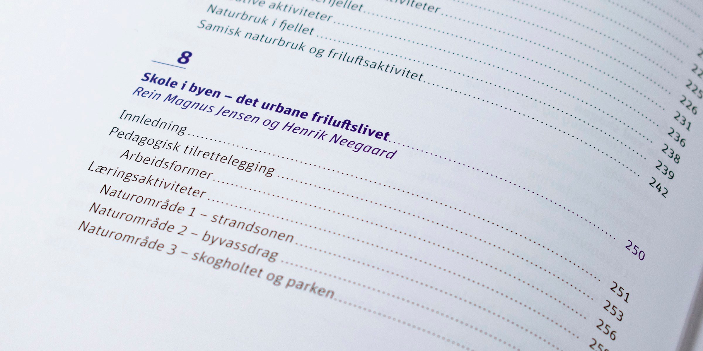 Bildet viser et nærbilde av et utdrag av innholdslisten.