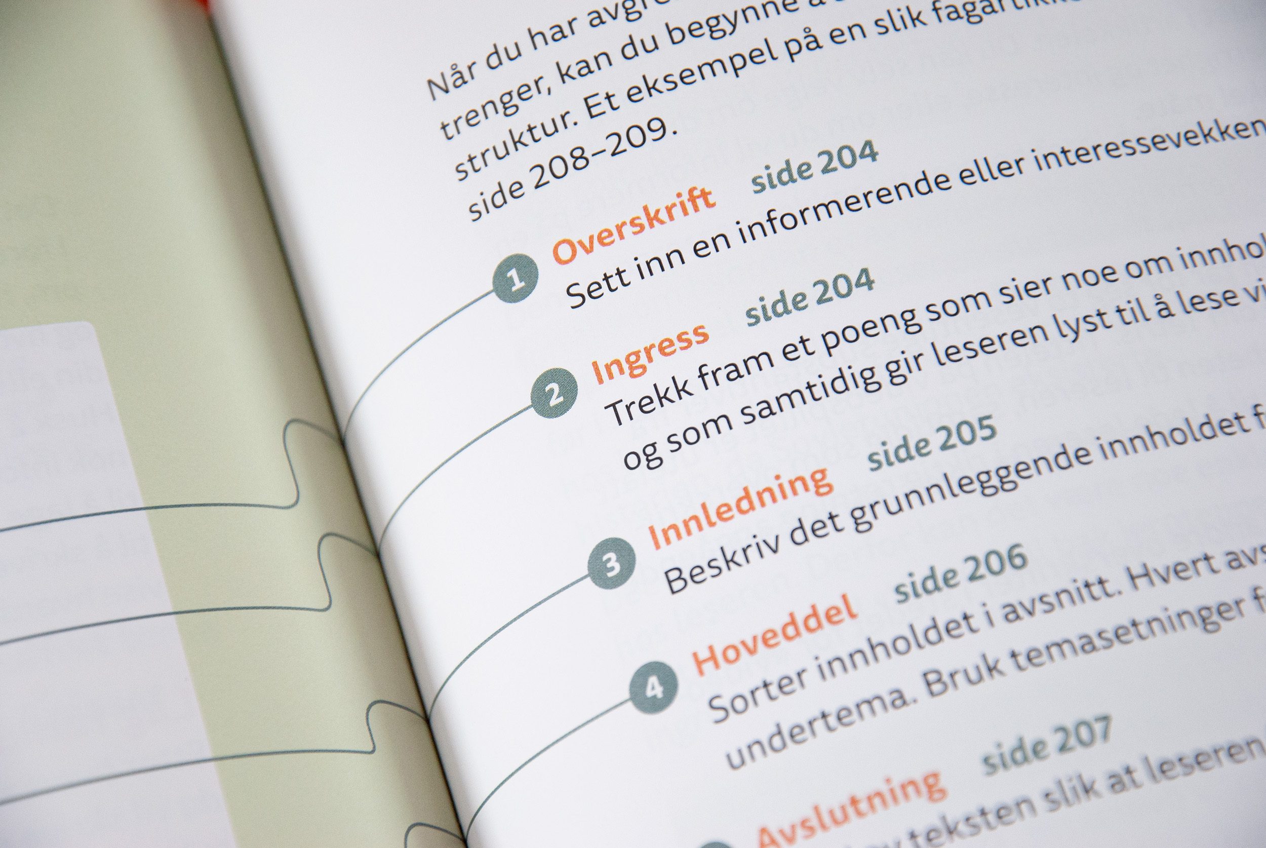 Dette er et nærbilde av en liste som er nummerert. Første ord i listen er satt i oransje.
